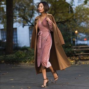 KEEPSAKE the label pink velvet wrap dress